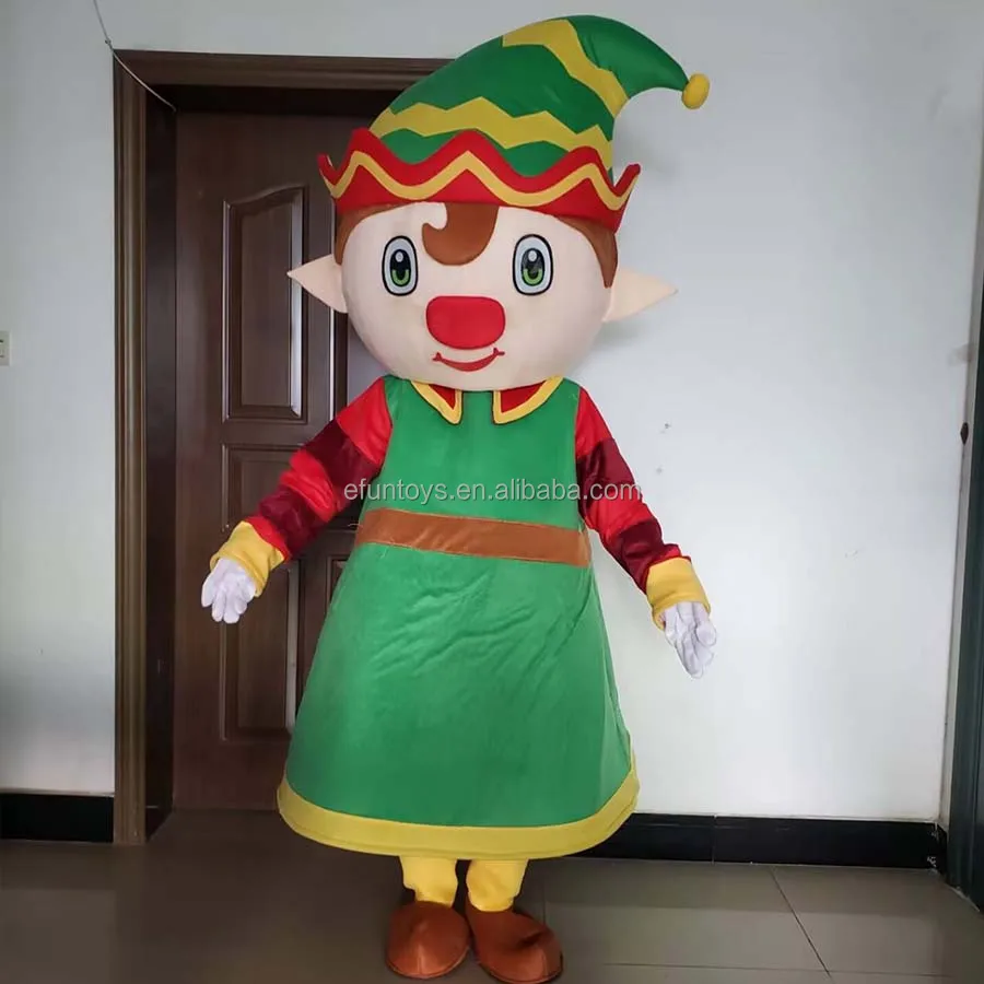 Efun MOQ 1 PC Professional custom Christmas elf mascot costumes adult size cartoon cosplay performance props costume for sale