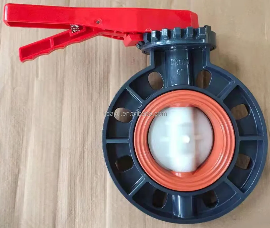 valve manufacturer price 8inch dn200 rotary disk big size lever handle upvc pph wafer grey beige butterfly valve