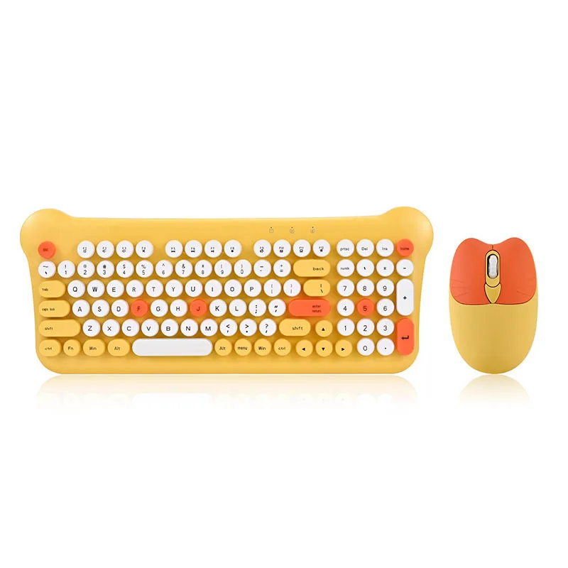 New ergonomic colorful keyboard and mouse combination office cute US version 2.4G wireless keyboard and mouse combination suit