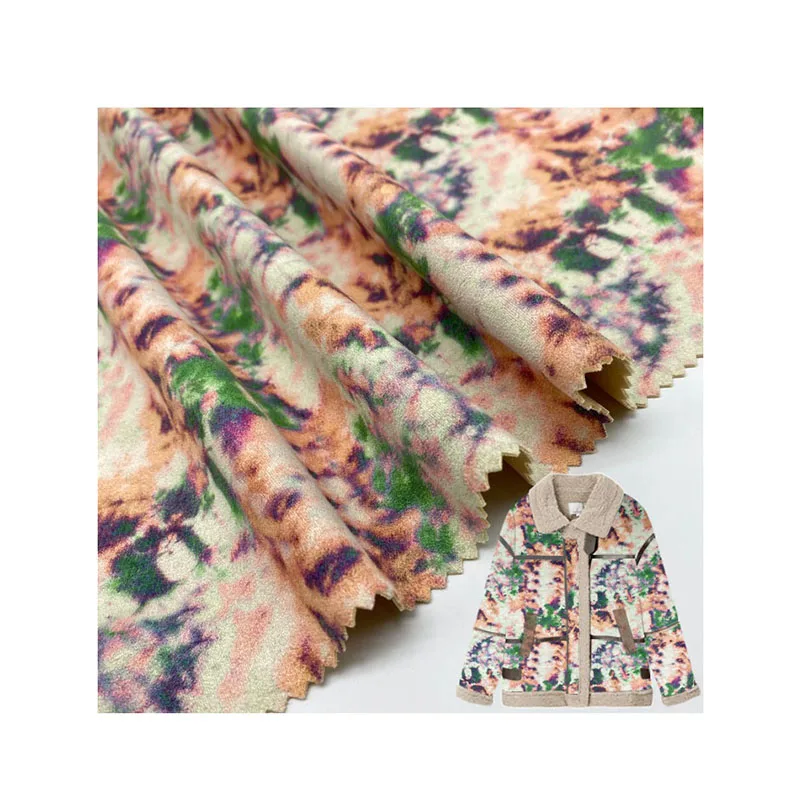New Product Wholesale Knitted Polyester  Colorful Weft Air Layer Suede Scuba Fabric for Clothes