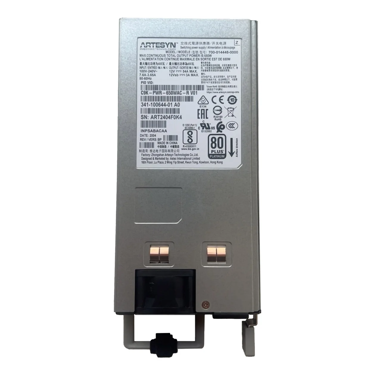 Используйте C9K-PWR-650WAC-R 341-100644-01 650 Вт Источник питания переменного тока для 9500 серии переключатель