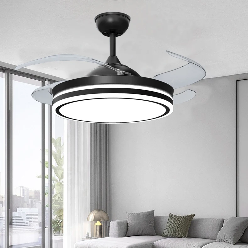 42 Inch Chandelier LED Light Fan For home ABS Ceiling Fan Modern Retractable LED Ceiling Fans Light With Remote Control