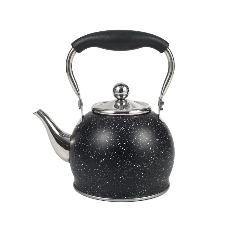 
1 Liter Black Spray Paint Stove Kettle Whistle Gas Induction Cooker Tea Kettle Stove Top Stainless Steel Picnic Whistling Kettle 