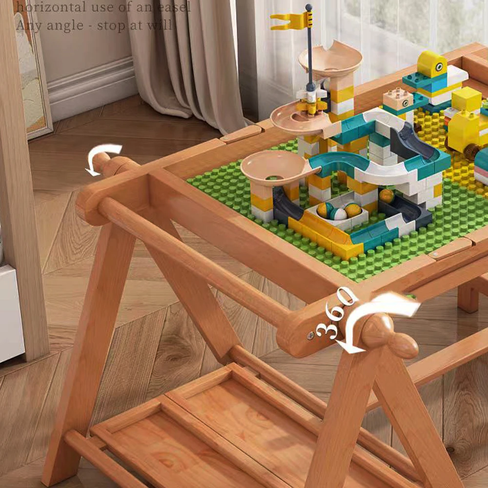 Фабрика по низкой цене из массива дерева Lego деревянный стол детский игрушечный