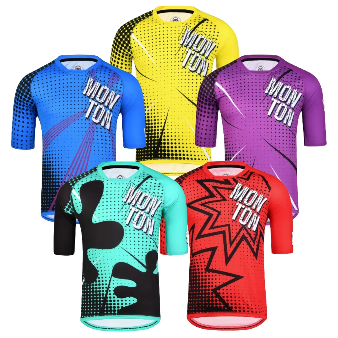 MONTON Custom Full Print Design Cycling T-shirt MTB Clothing Short Sleeve Mens Mountain Bike Jersey Shirt