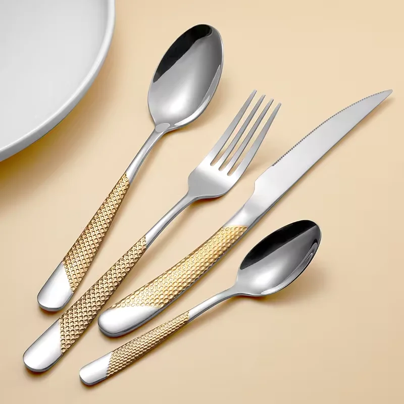 Luxury Besteck Montauk Metal Bulk Spoons Forks and Knife 304 Stainless Steel Silverware Cutlery Set for Wedding