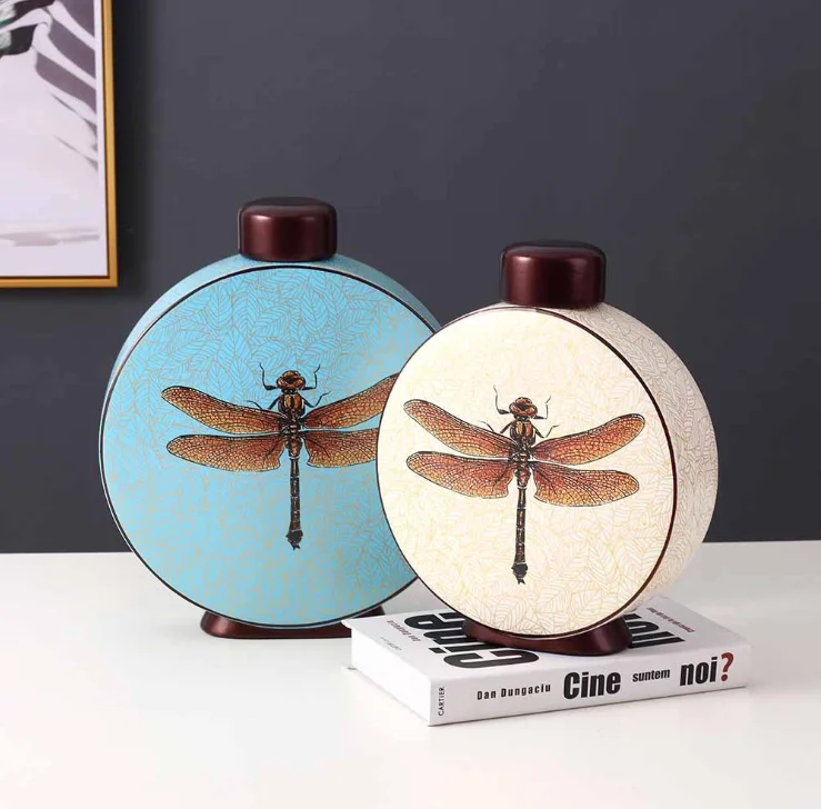 Chinese Ink Painting Craft Storage Tank Ancient Shelf Office Decoration Ceramic Ornament