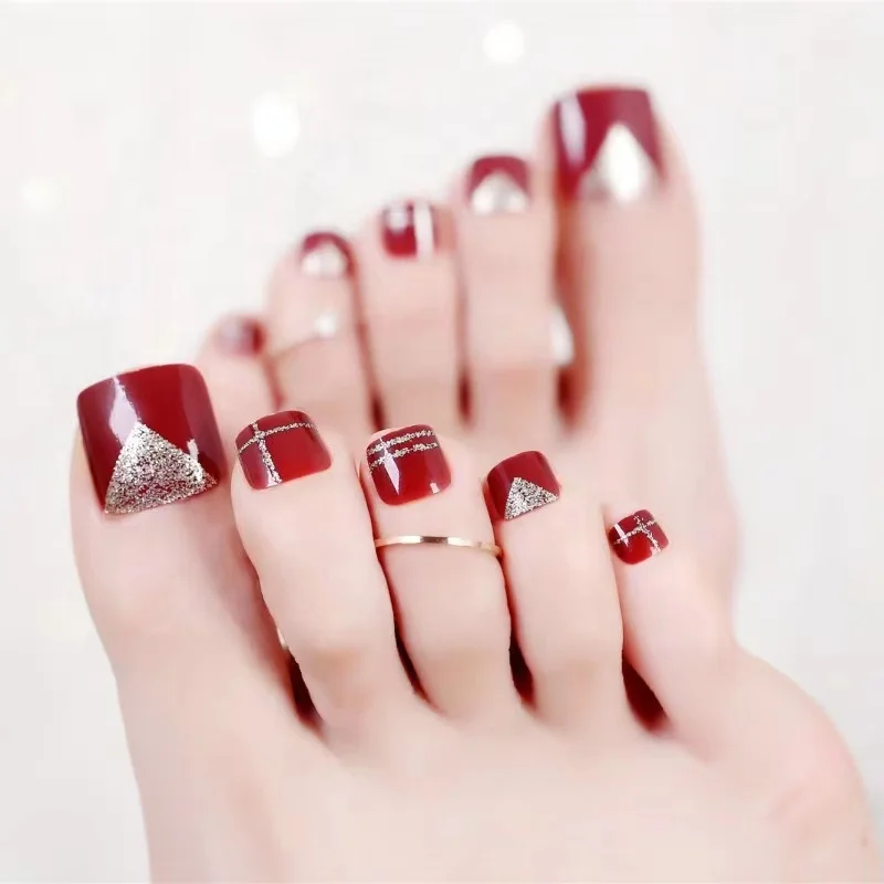 DIY Pedicure Foot Decals Foot False Toenail Tips Set Fake Toe Nail Stickers