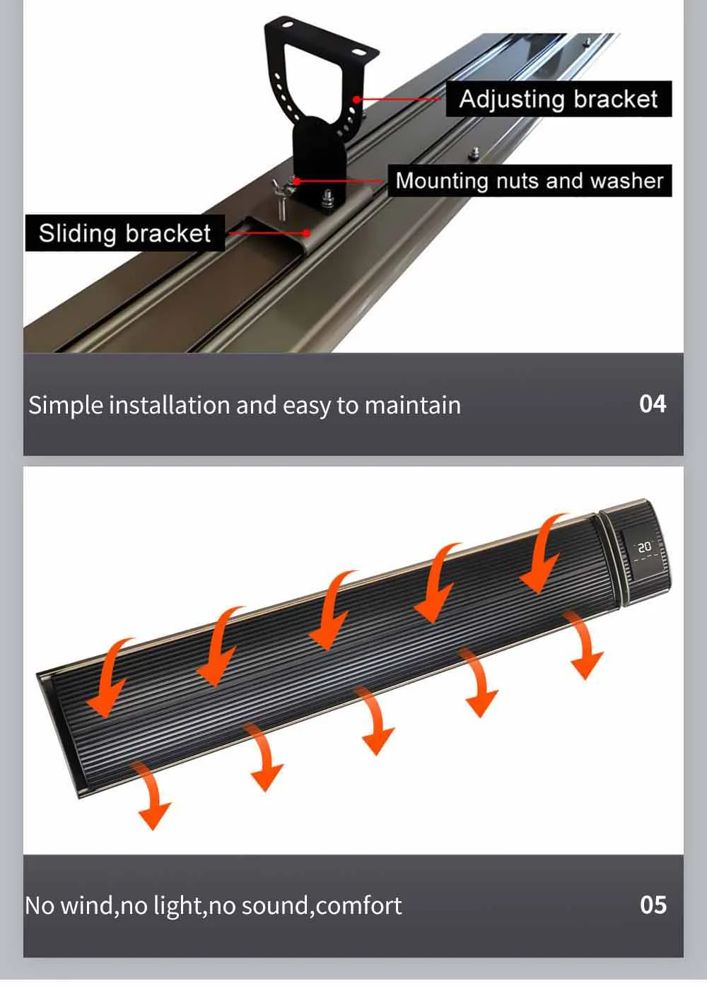 High Cost-Effective 2400W Far Infrared Aluminium Infrared Remote Control Electric Panel Heater