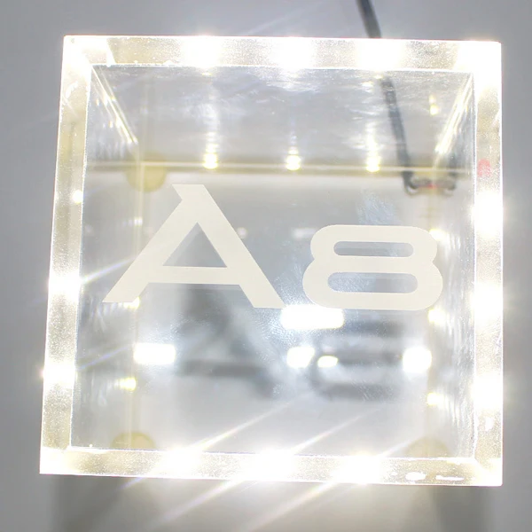 Acrylic logo cube box display with LED, new design plexi led  car sign display cube box