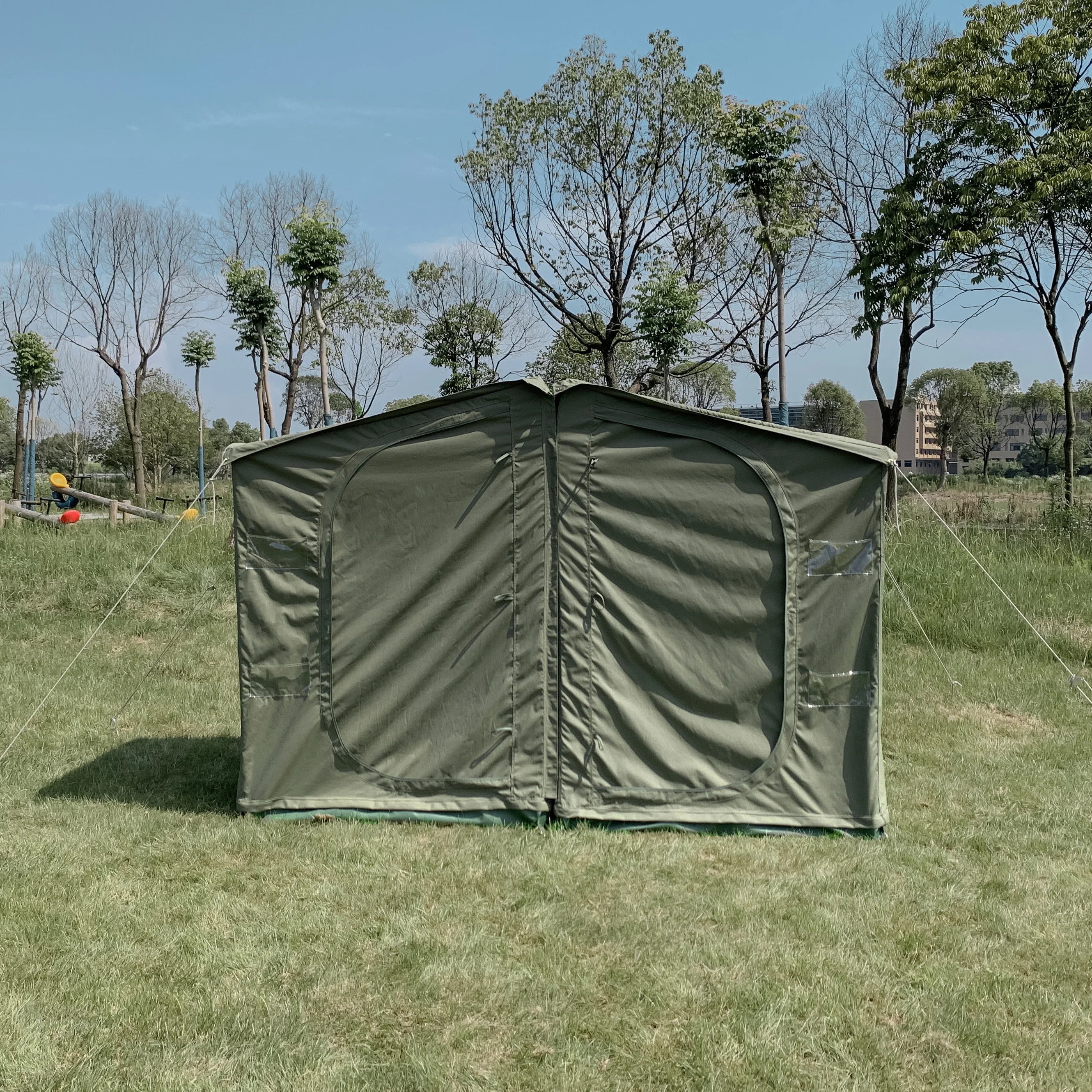 Portable 340gsm plaid outdoor toilet tent camping shower double camping shower toilet tent
