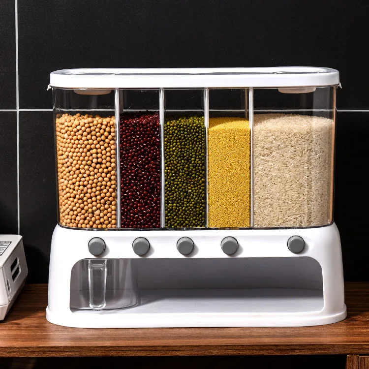 Food Storage Box Plastic cereal Dispenser Storage Box Kitchen Food Grain Rice Container