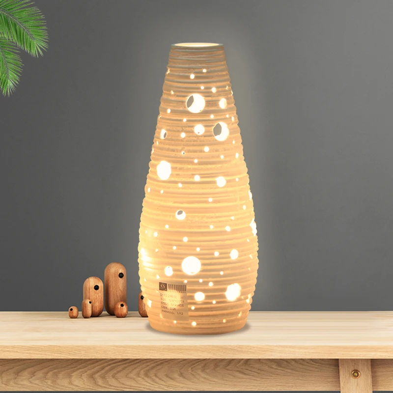 Оптовая продажа, дешевая цена, полая керамическая лампа ручной работы, маленькая настольная лампа для гостиной, фарфоровая Ночная лампа, светодиодная лампа на заказ