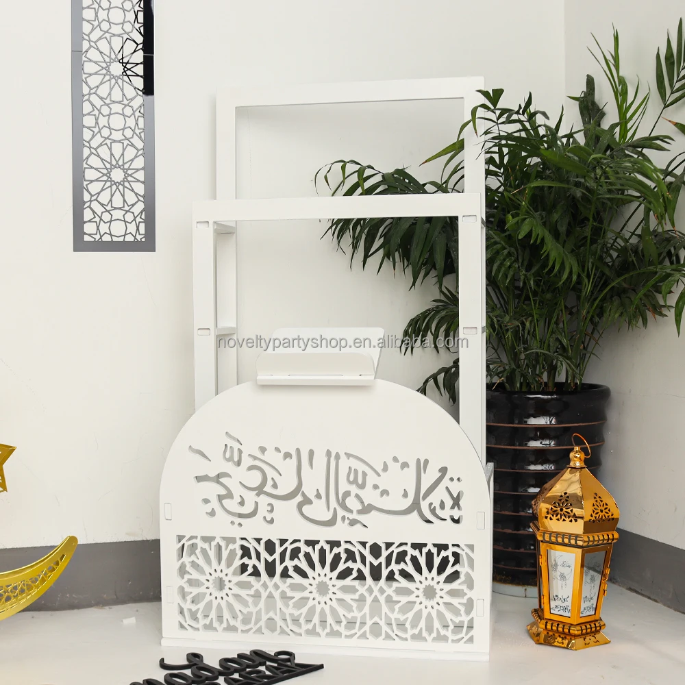 Novelty Muslim decoration Prayer Mat Rug Quran Holder  Elegant White Organizer for Prayer Corner at Home