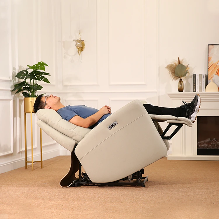 New Arrival Beige Bionic Cradle Zero Gravity Fabric Electric Sofa Reclinable With Rocking Function