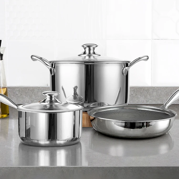 Factory Free OEM Nonstick Cookware Sets Triply Stainless Steel Induction Cookware