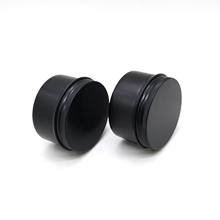 2oz  Black Metal Lip Balm Container with Screw Lid Tin Metal Aluminum Tin Can
