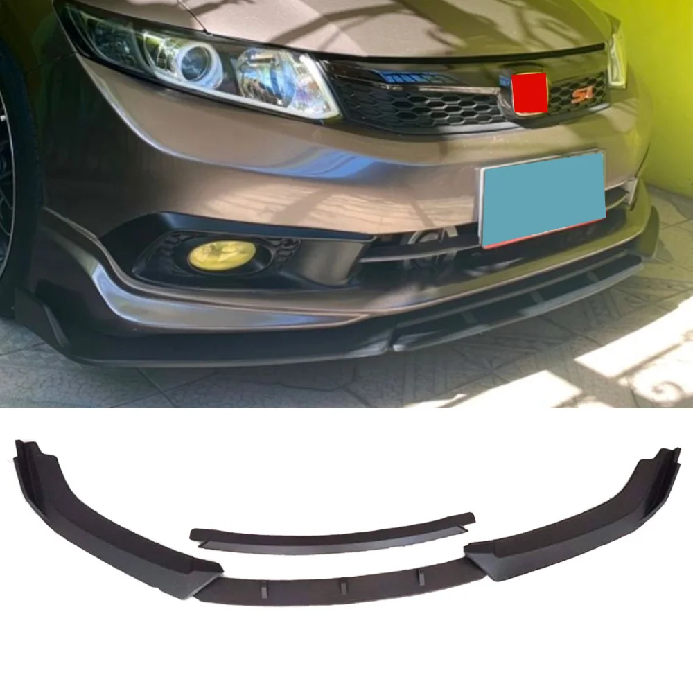 Automotive  bumper Spoiler Four-section Combination Front Spade Matte black/Bright black/Carbon car Front Lip for Civic