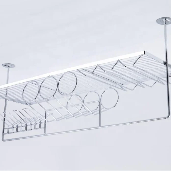 modern ceiling chrome kitchen storage rack cupboard wine bottle hanging hook hanger