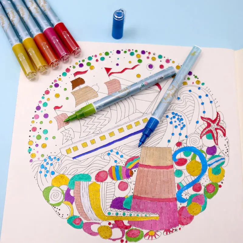 Custom 18 Color Diy Gold Permanent Artist Drawing Pen Glitter Metallic Acrylic Markers For Rock Painting