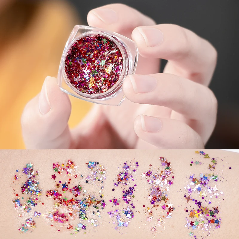 6 Colors Mix Size Nail Art Gel Sequins Jelly Glitter