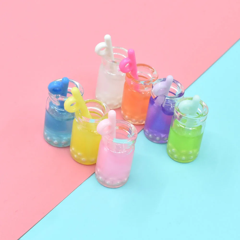 Yiwu wintop новейший пластиковый жемчуг внутри boba tea 3d миниатюрные Стеклянные Подвески поддельные поделки для брелока