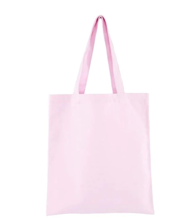 Durable Canvas Blank Grocery Plain Cotton Tote Bags Shoulder Bag Reusable Shopping Bag Pink