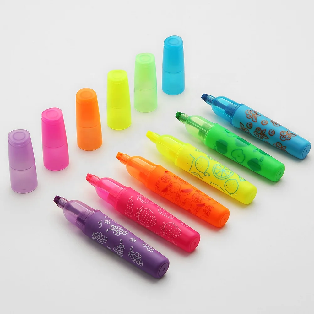 Wholesale cute neon rainbow mini highlighter color marker pens with customer logo