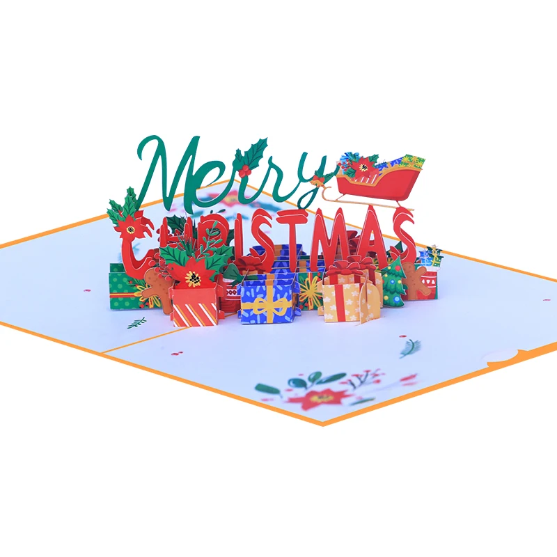 Factory Supply Customization Unique Handmade Three Dimensional Religious Meerry Christmas Gift Greeting Card with Envelope