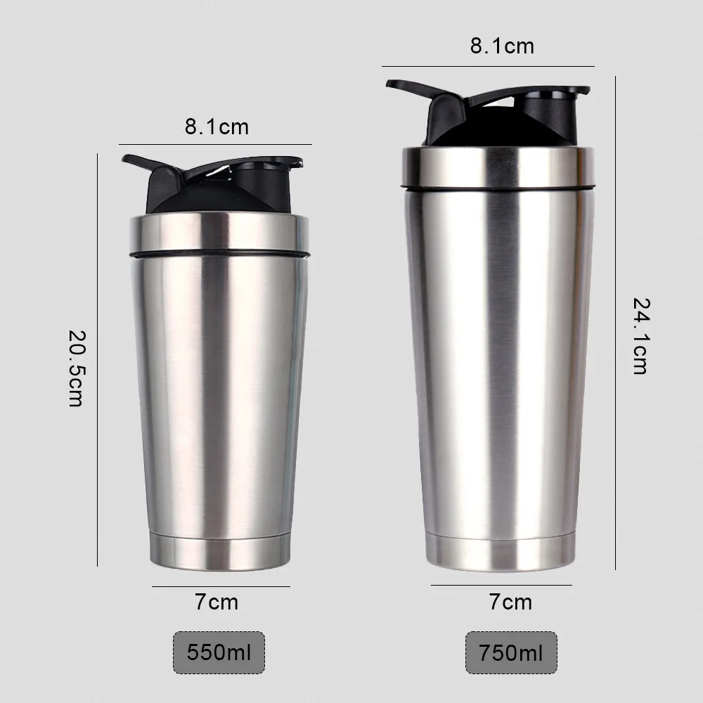 Custom Logo 24oz Sport Shaker bottle Double Wall Metal Stainless Steel Flask Gym Fitness Workout Mixer Protein Shaker Bottle