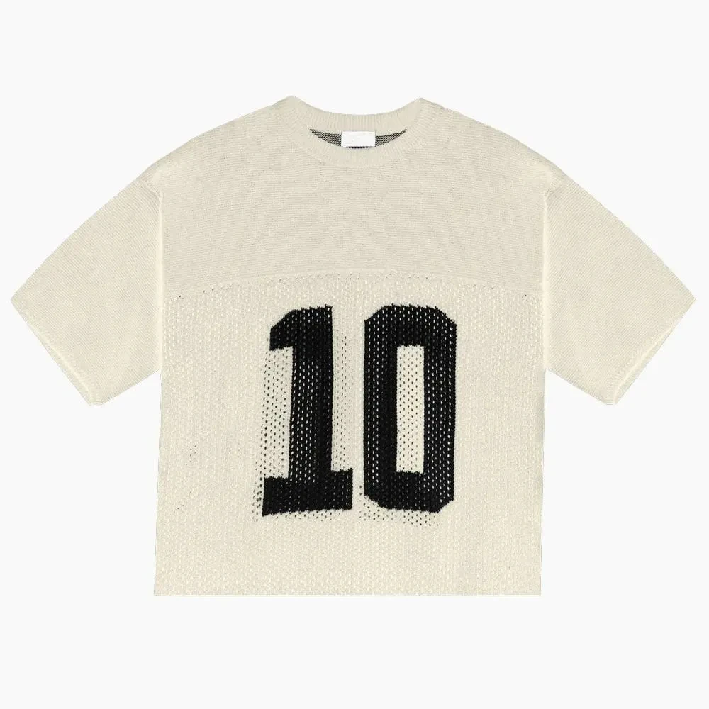 Custom Logo Men Crew Neck Sweater T Shirt Polyester Cotton Short Sleeve Mesh Crochet Sweater Shirts Knitted Jersey Men