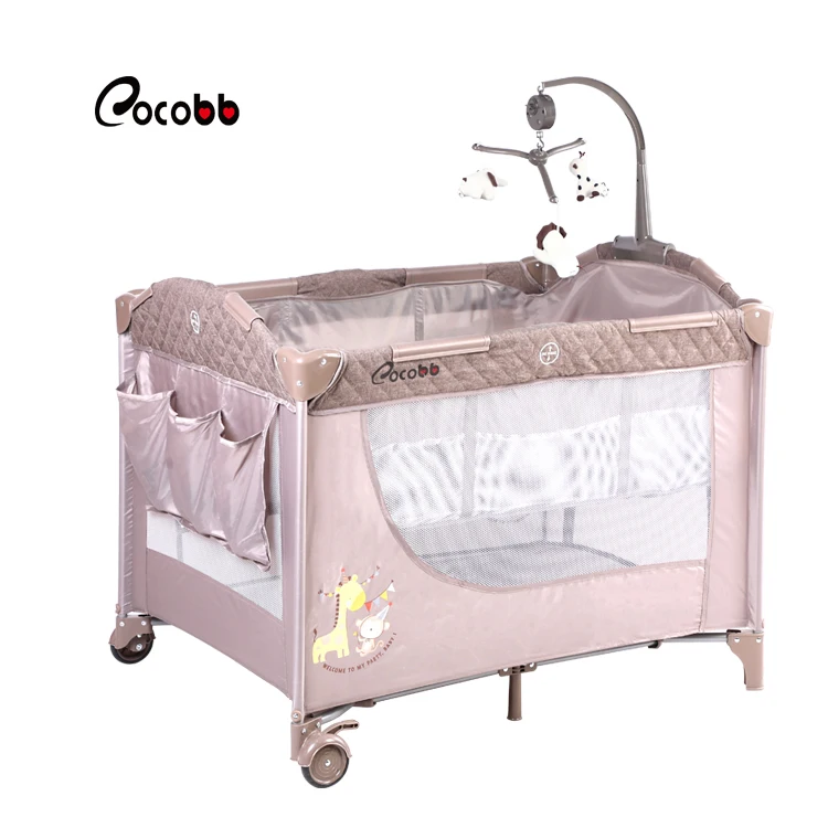 
Safety baby bed comfrotable baby travel cot Portable and Foldable Play Yard Simple Metal Baby Swing Bed 