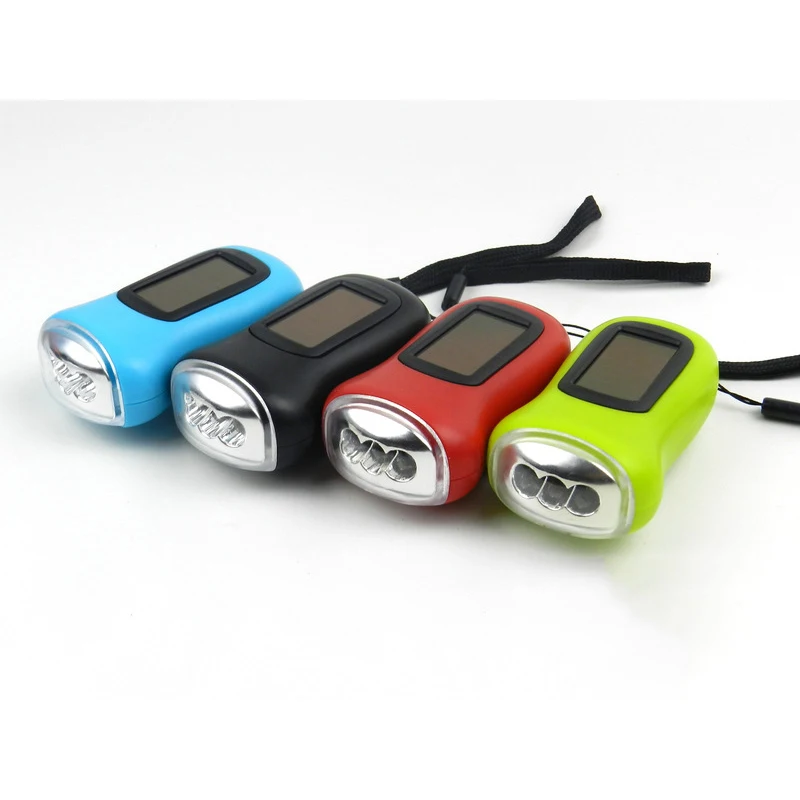 Hiking Camping Survival Emergency Rechargeable Dynamo LED Torch Hand Crank Solar Flashlight