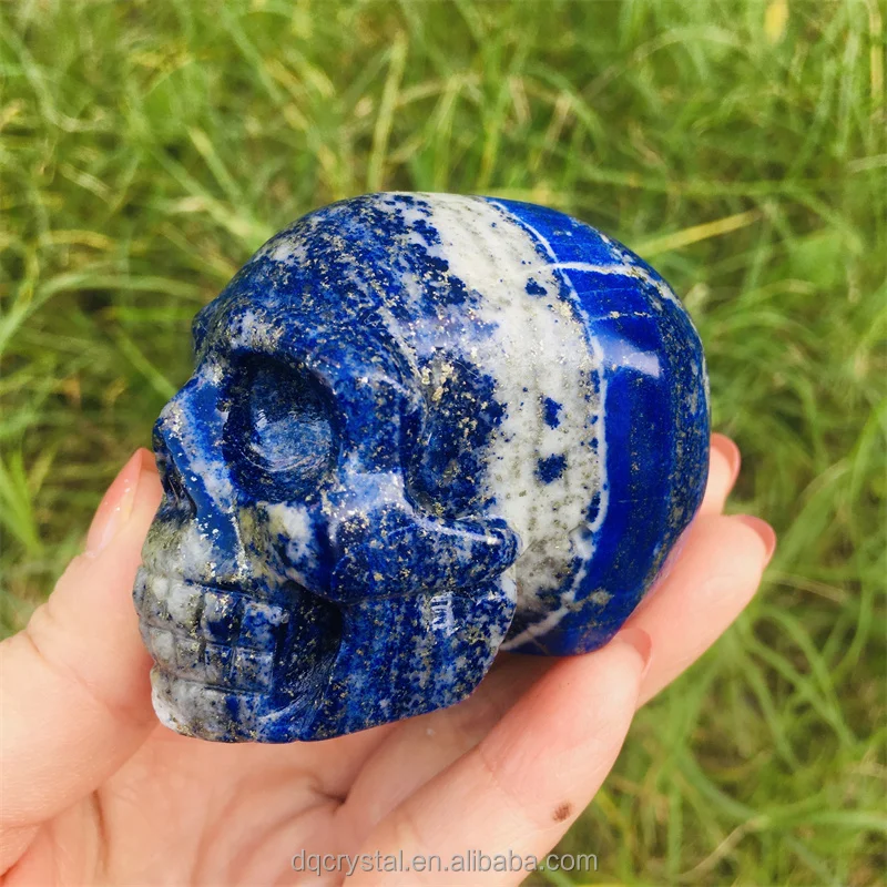 Wholesale Natural Crystal high quality blue lapis lazuli skulls polished crystal craft Lapis skulls carving for decoration