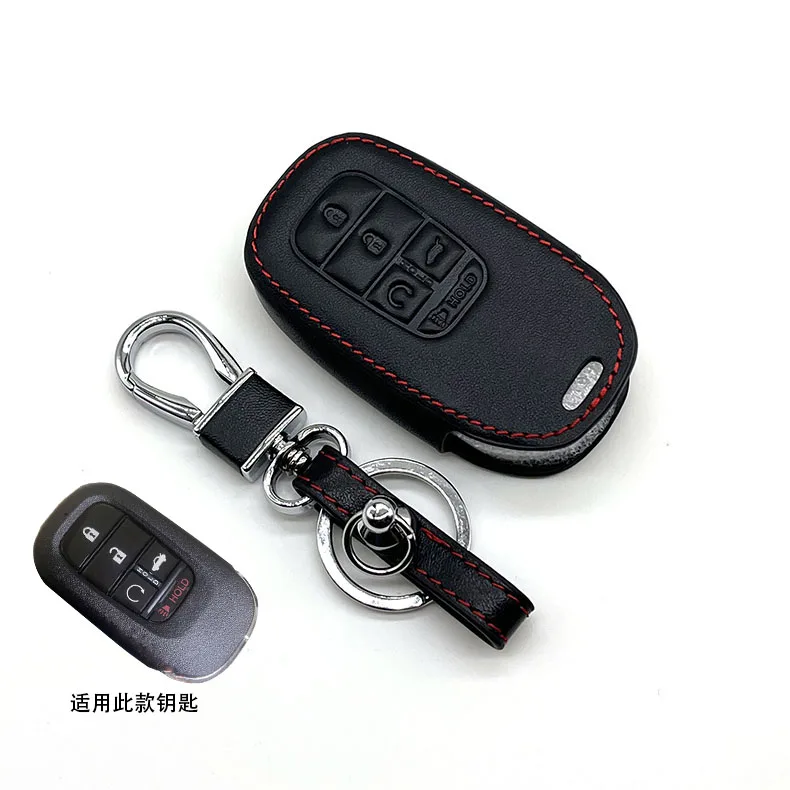 Leather Car Key Cover Remote Fob Shell Case Auto Accessory For Honda CR-V CRV Civic Accord Pilot HR-V Pilot Sport 2022 2023 2024