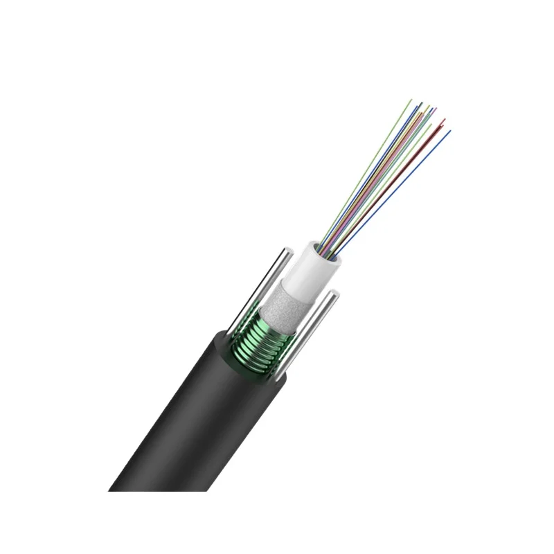Manufacturer SDGI outdoor overhead steel tape 12core 24core g652d armored fiber optic cable 1km drum GYXTW fibre cable