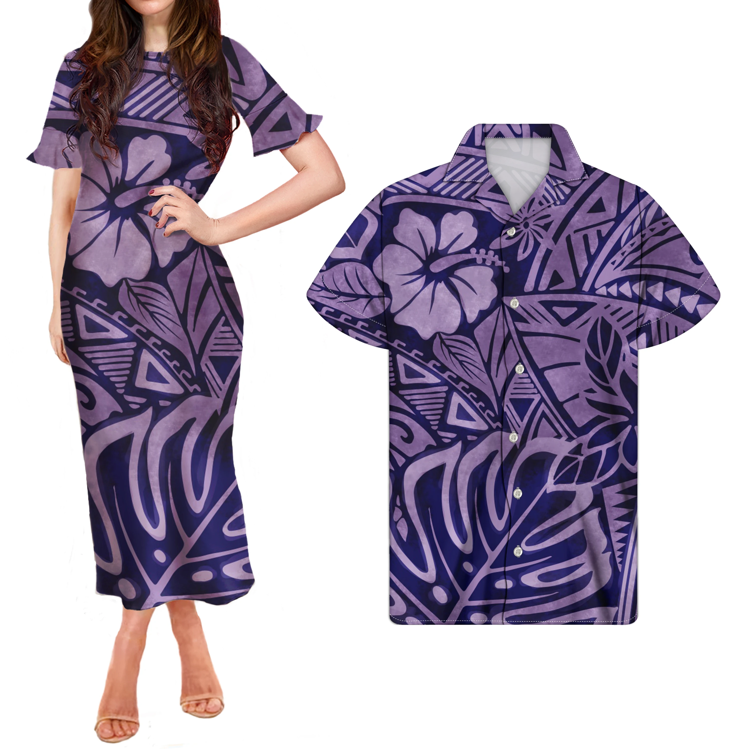 
Tropical Flowers Hibiscus and Monstera Summer Evening Dresses O Neck Short Sleeve Ruffle Long Maxi Summer Beach Loose Dress 