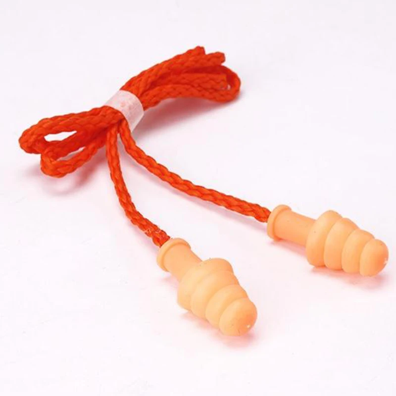 Reusable hearing protection silicone earplugs with cord  waterproof soundproof swimming  protection ear plugs