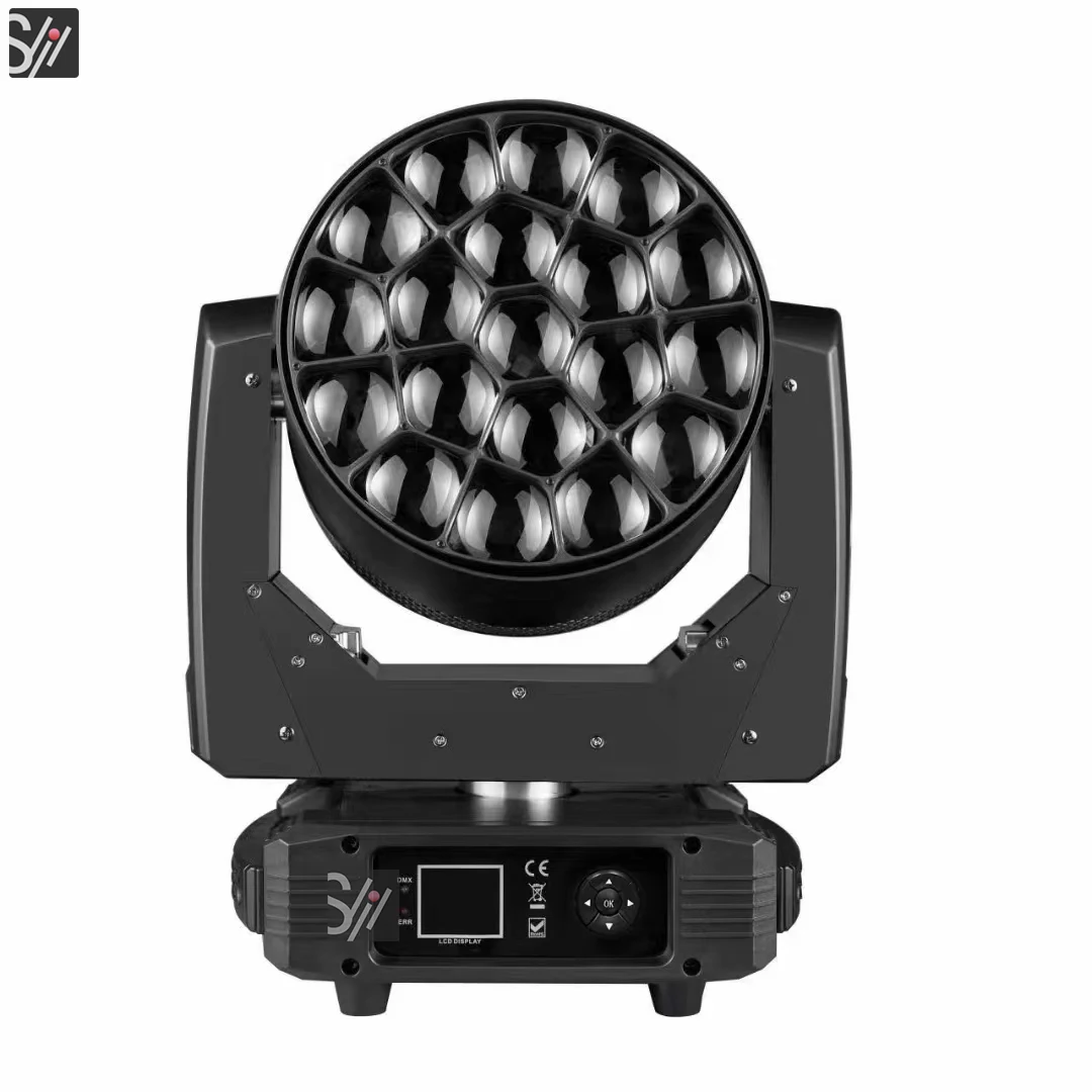 Guangzhou stage lighting 19pcs 15w 4in1 bee eye moving head dj party disco led stage lights