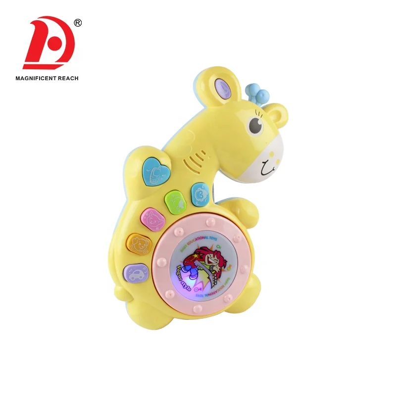 HUADA 2019 Lovely Cartoon Animal Styling Plastic Baby Drum Musical Toy with Music & Light