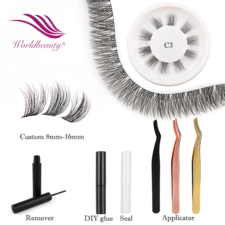 NEW Trend Clear superfine band glue-based lashes clusters clear band black cotton band ribbon lash diy eyelash extension kit