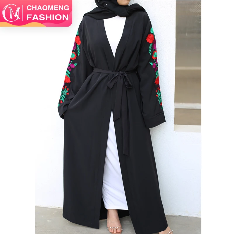 1713# Amazing Quality Maxi Muslim Dress Fashion Clothes Embroidered Kimono Cardigan Turkish Women Open Abaya Dubai Islamic Dress