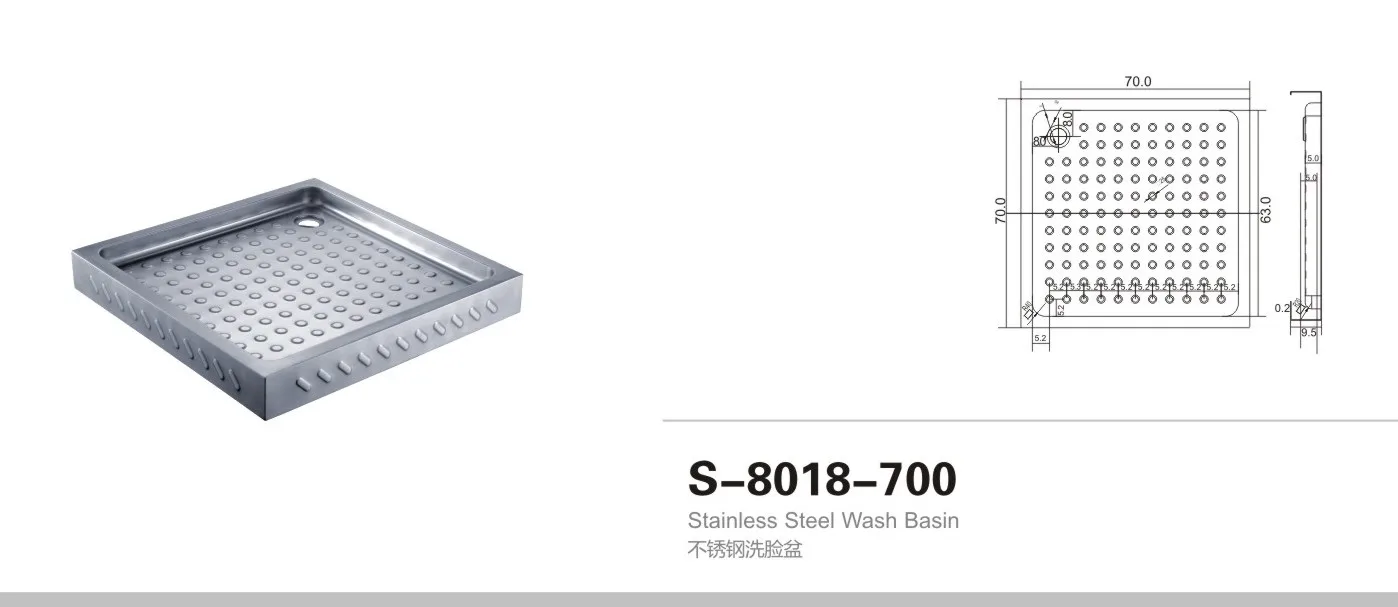 Hot Selling Durable Standing Using Deep Stainless Steel Shower Base