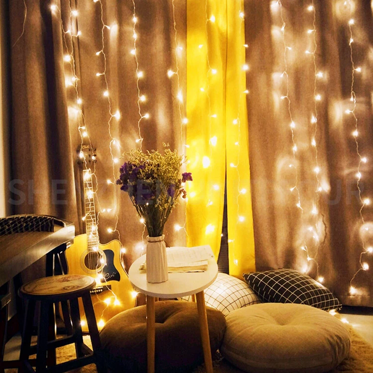 Home Lighting 300 LED Curtain Window Lights Fairy String Lights Wall Bedroom Wedding Birthday Party Christmas Decorations