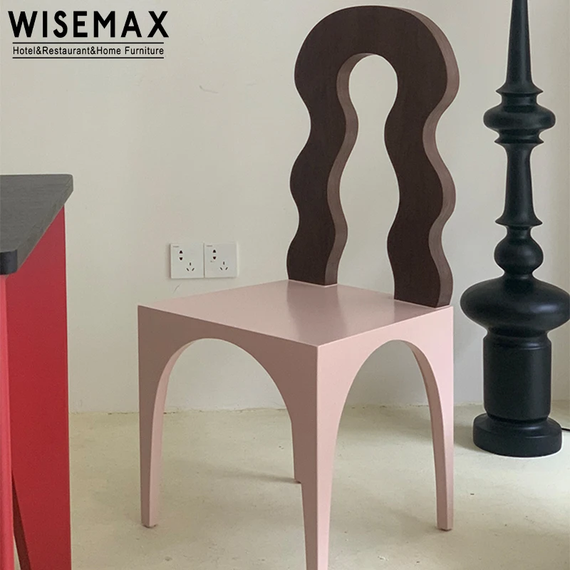 WISEMAX мебель Франция ресторанная легкая Роскошная фанерная волнистая спинка обеденный стул плоское и круглое сиденье
