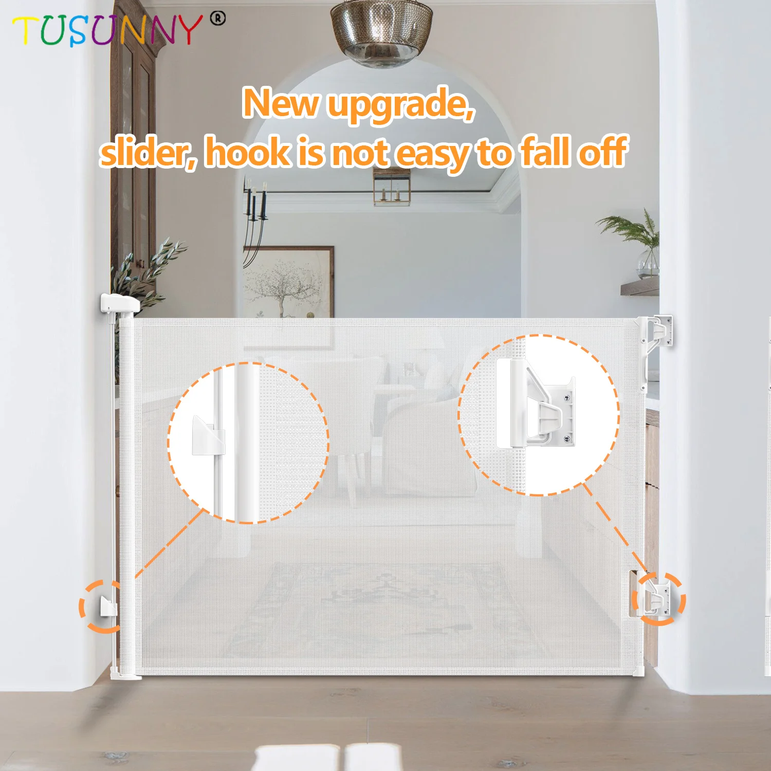 Indoor Retractable Baby Gate EN1930 Certificate Baby Stair Gate Retractable Mesh Baby Gate