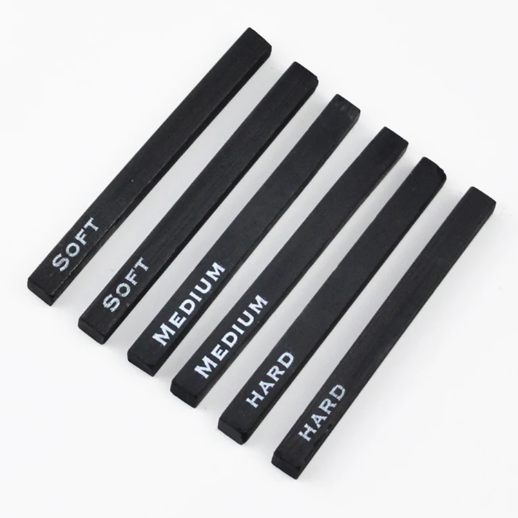 Drawing Class Essential Tools Kit 6PCS Black Wood Compressed Charcoal Pencils Sets Assorted for Sketching