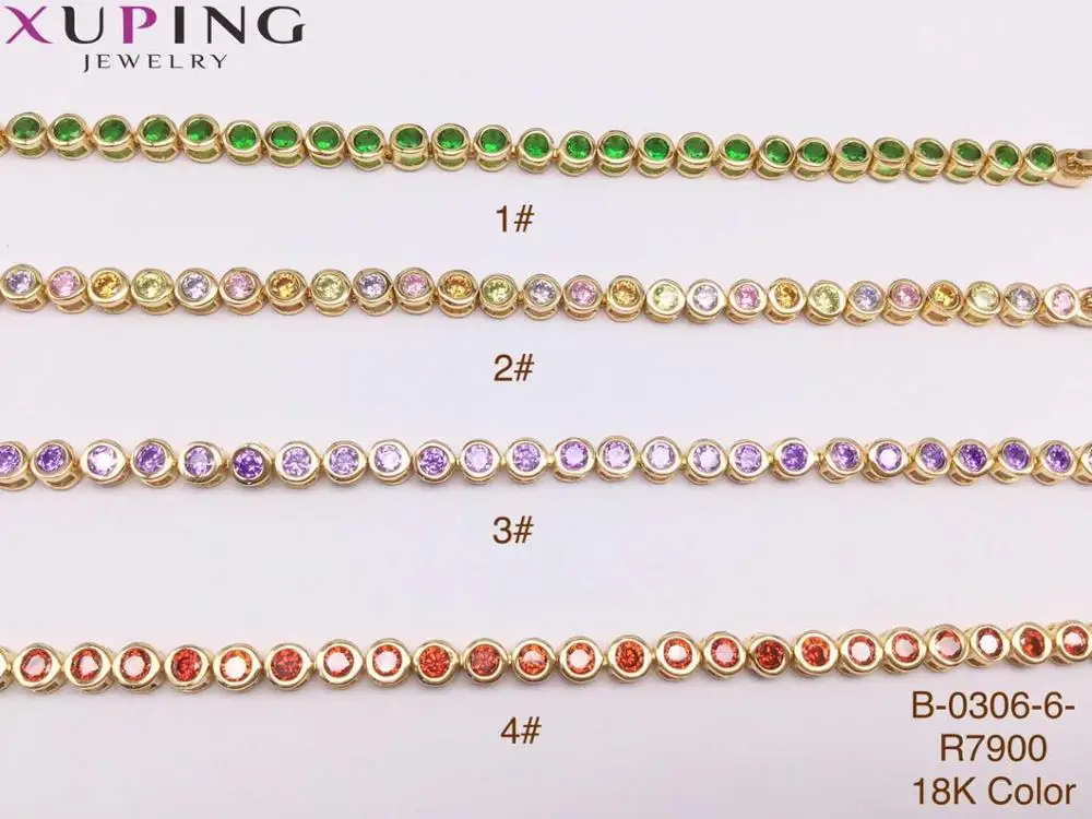 Free Shipping Yiwu Xuping Jewelry Hot 18K Gold Plated Mixed Color Button Bracelet Synthetic Zircon New Fashion Charm Bracelets