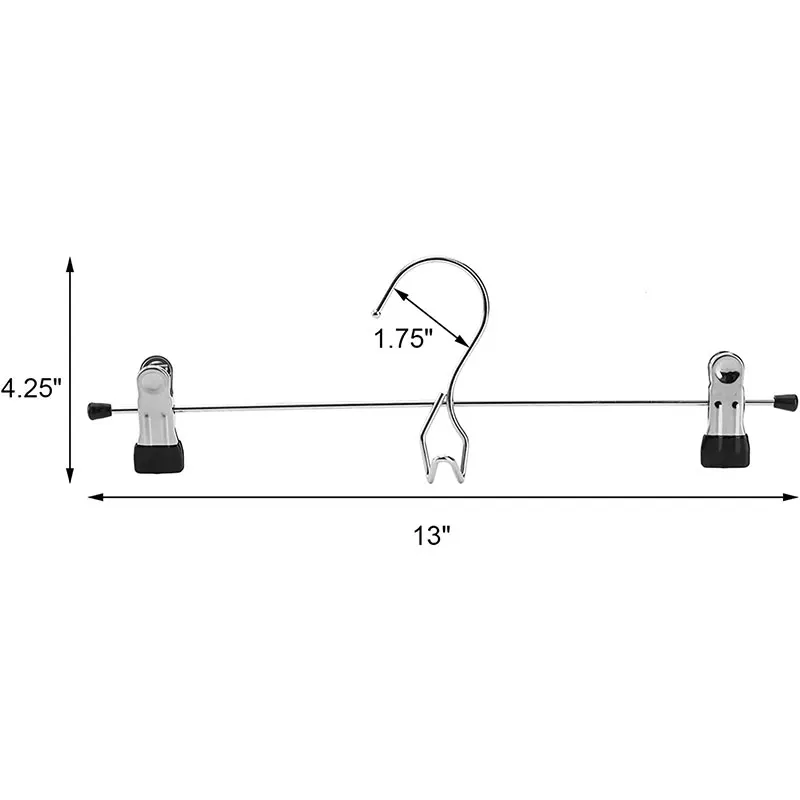 Pant Hangers with Heavy Duty Clip Skirts Hangers Stackable Add on Metal Clothes Hangers with Adjustable Clips Black Rubber