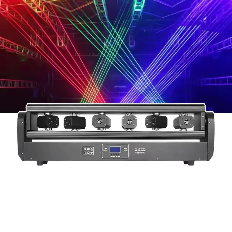 Цена, 6 глаз RGB Полноцветный жировой луч, DJ движущийся лазерный свет для ночного клуба, освещение бара